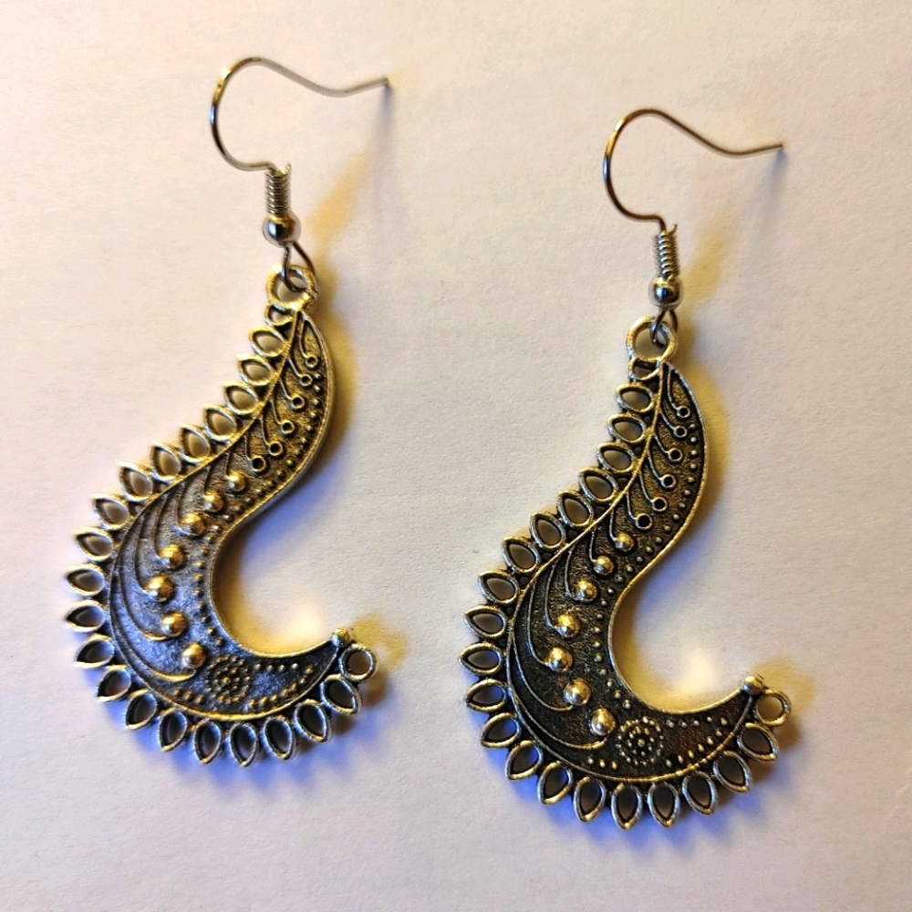 Silver Bali inspired hook earrings